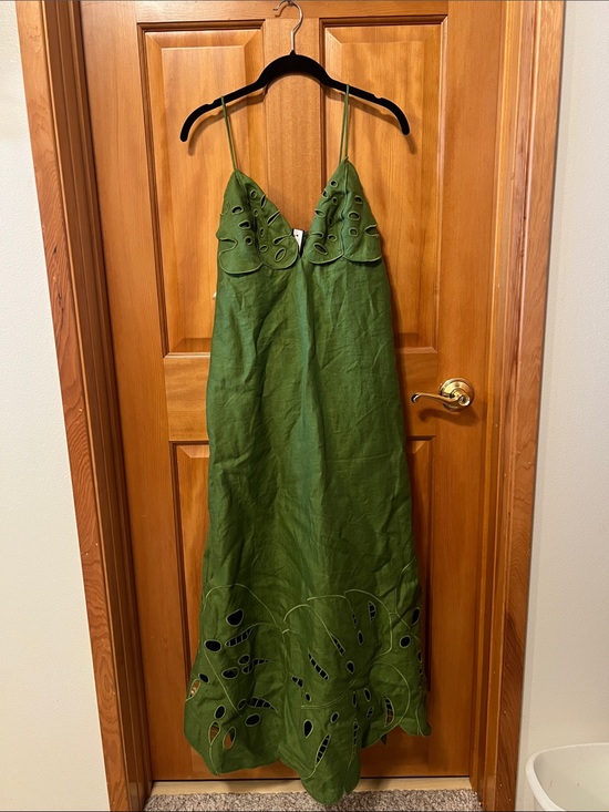 FARM Rio Dresses & Skirts - FARM Rio Olive Green Eyelet Maxi Dress